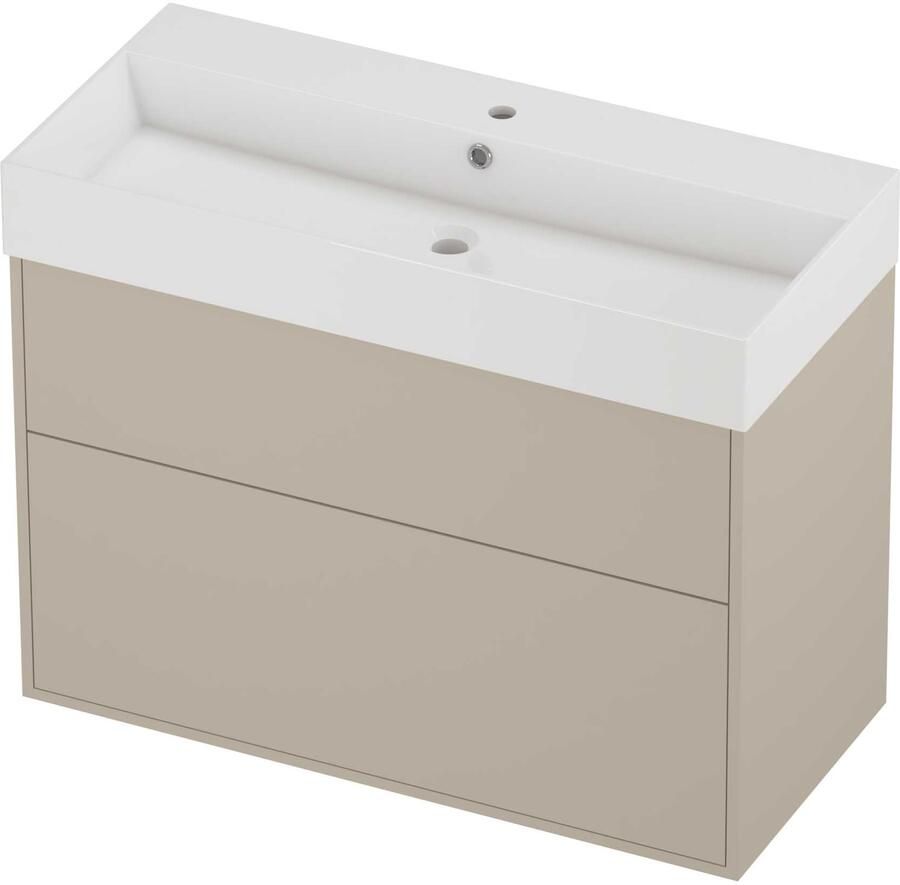 Proline Zara Badmeubelset Porselein Loft 1 Kraangat Voor Grepen 100x46x78 cm Glans Wit Soft Linen