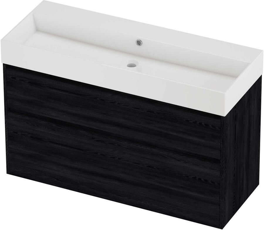 Proline Zara Badmeubelset Porselein Loft 120x46x78 cm Glans Wit Black Oak