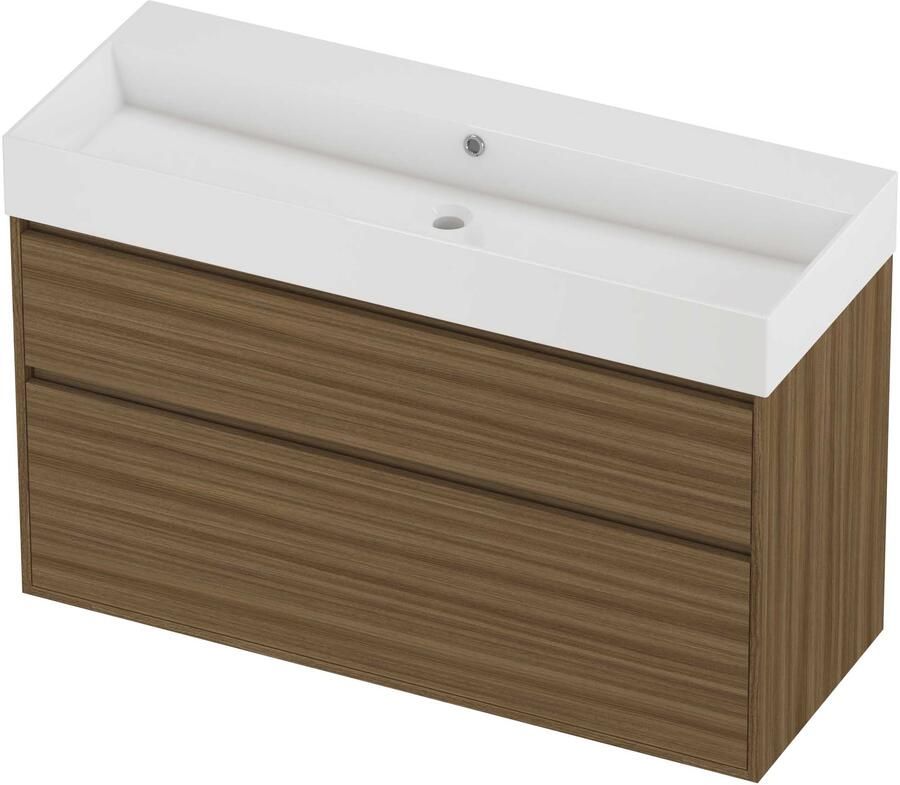 Proline Zara Badmeubelset Porselein Loft 120x46x78 cm Glans Wit Caramel Walnut
