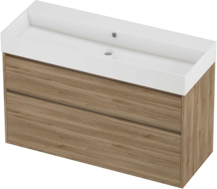 Proline Zara Badmeubelset Porselein Loft 120x46x78 cm Glans Wit Cider Oak
