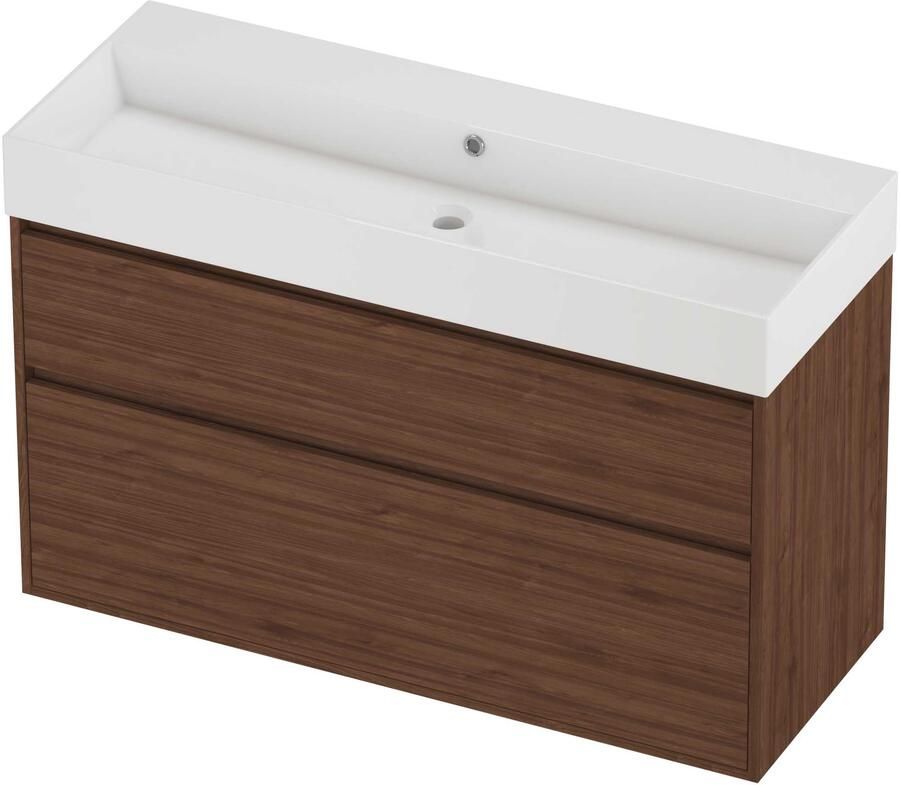 Proline Zara Badmeubelset Porselein Loft 120x46x78 cm Glans Wit Indian Walnut