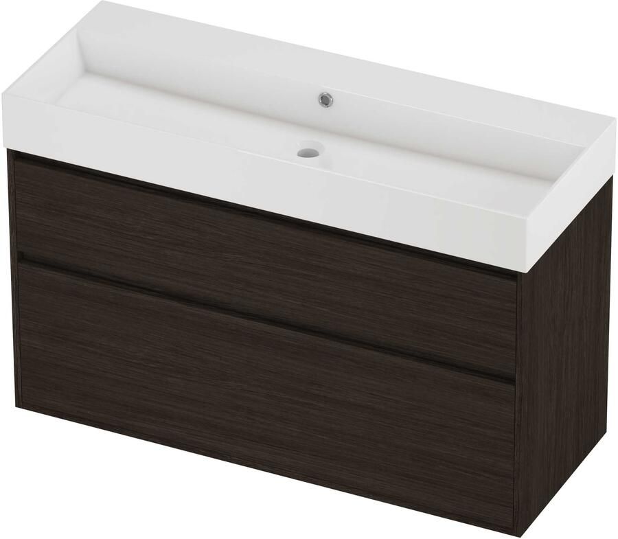 Proline Zara Badmeubelset Porselein Loft 120x46x78 cm Glans Wit Mokka Oak