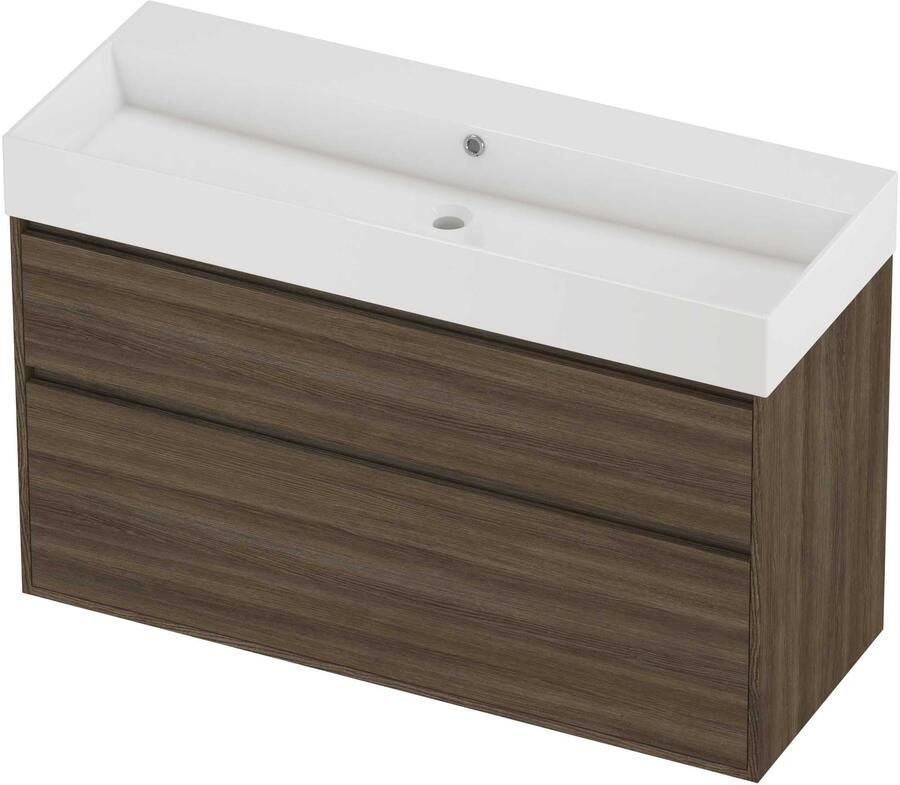Proline Zara Badmeubelset Porselein Loft 120x46x78 cm Glans Wit Vital Oak