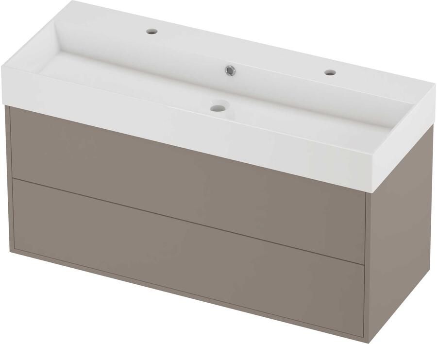 Proline Zara Badmeubelset Porselein Loft 2 Kraangaten 120x46x65 cm Glans Wit Clay Beige