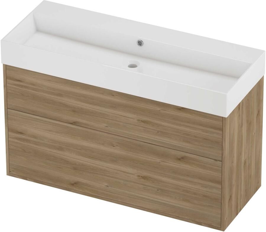Proline Zara Badmeubelset Porselein Loft 2 Laden 120x46x78 cm Glans Wit Cider Oak
