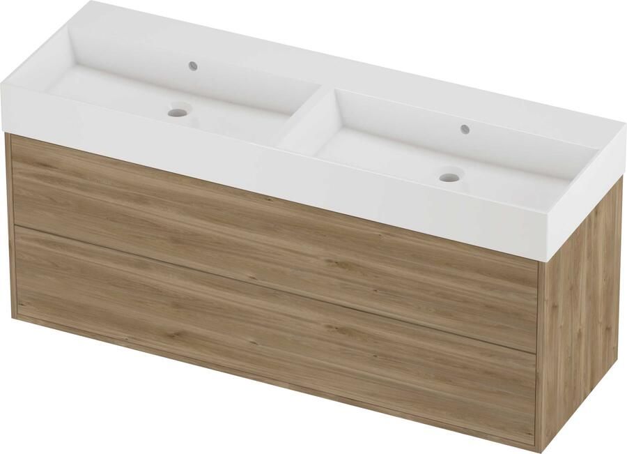 Proline Zara Badmeubelset Porselein Loft Dubbel 140x46x65 cm Glans Wit Cider Oak