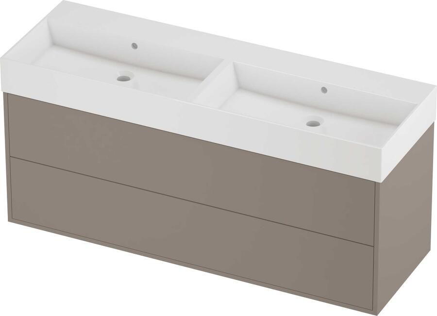 Proline Zara Badmeubelset Porselein Loft Dubbel 140x46x65 cm Glans Wit Clay Beige