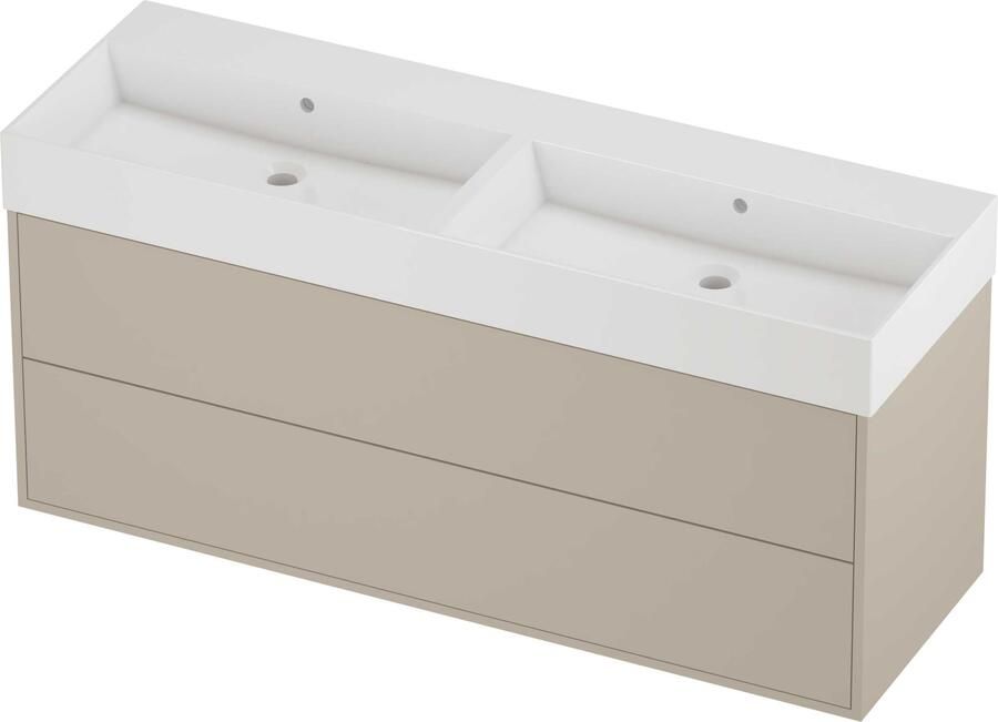 Proline Zara Badmeubelset Porselein Loft Dubbel 140x46x65 cm Glans Wit Soft Linen