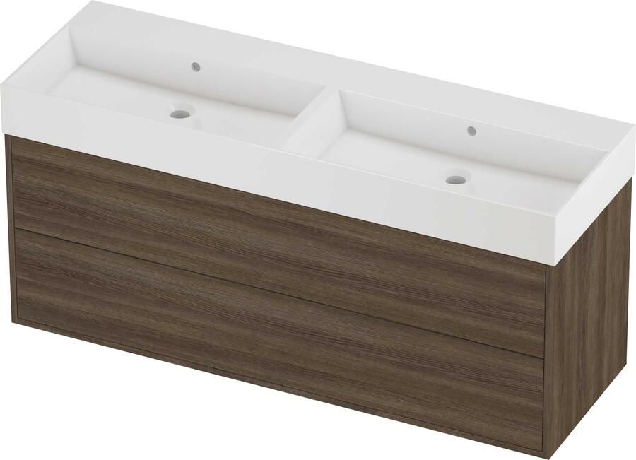 Proline Zara Badmeubelset Porselein Loft Dubbel 140x46x65 cm Glans Wit Vital Oak