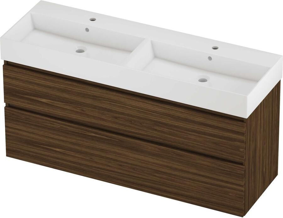 Proline Zara Badmeubelset Porselein Loft Dubbel 140x46x73 cm Glans Wit Cabana Oak