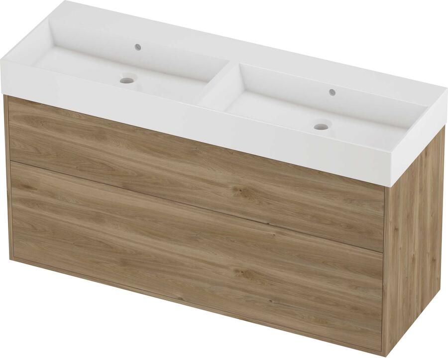 Proline Zara Badmeubelset Porselein Loft Dubbel 140x46x78 cm Glans Wit Cider Oak
