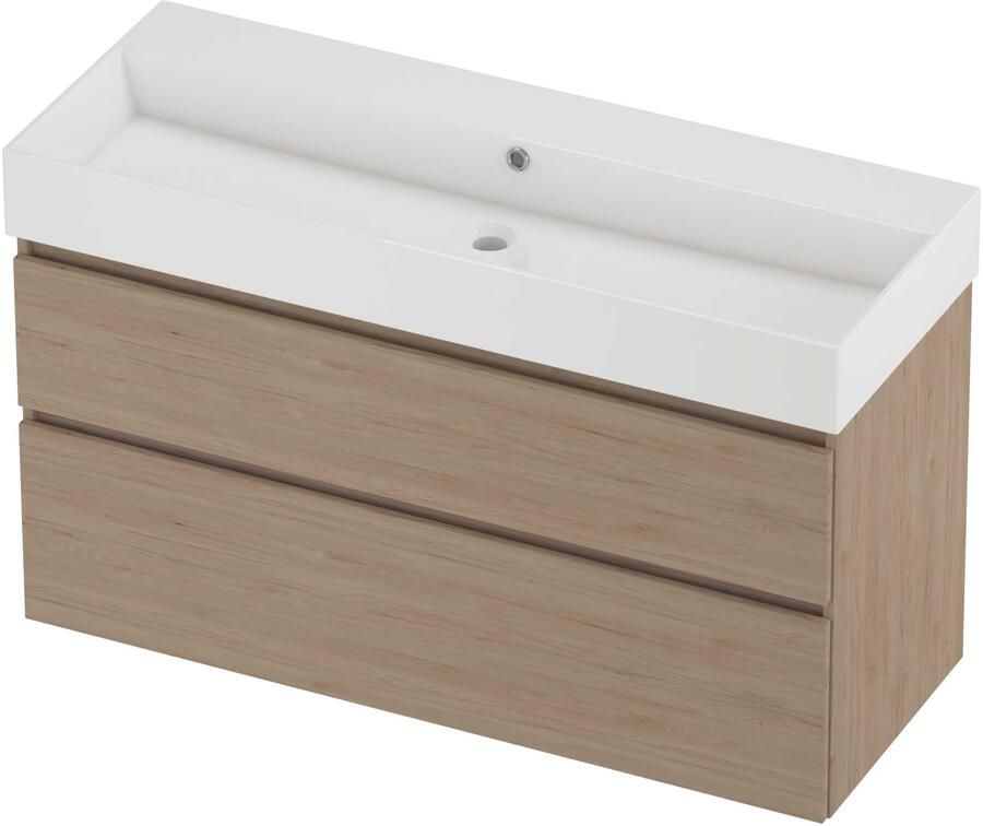 Proline Zara Badmeubelset Porselein Loft Zonder Kraangat 120x46x73 cm Glans Wit Ideal Oak