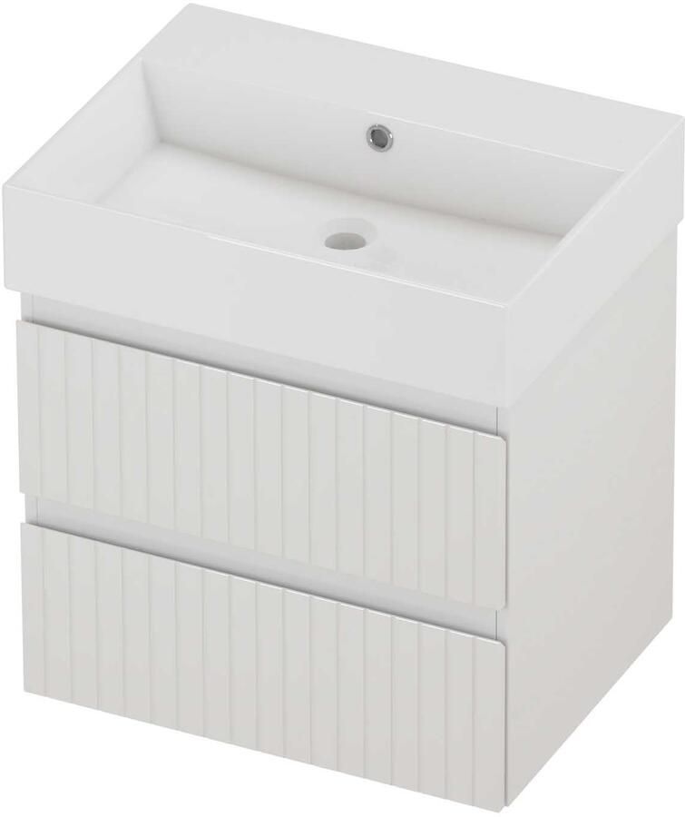 Proline Zara Badmeubelset Porselein Loft Zonder Kraangat Gefreesd 60x46x65 cm Glans Wit Glans Wit