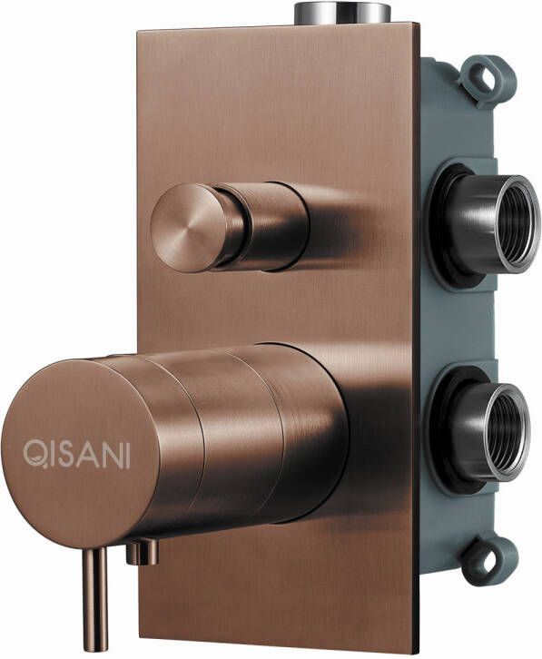 Qisani Inbouwkraan Flow Thermostatisch 2-weg Vierkant Geborsteld Copper