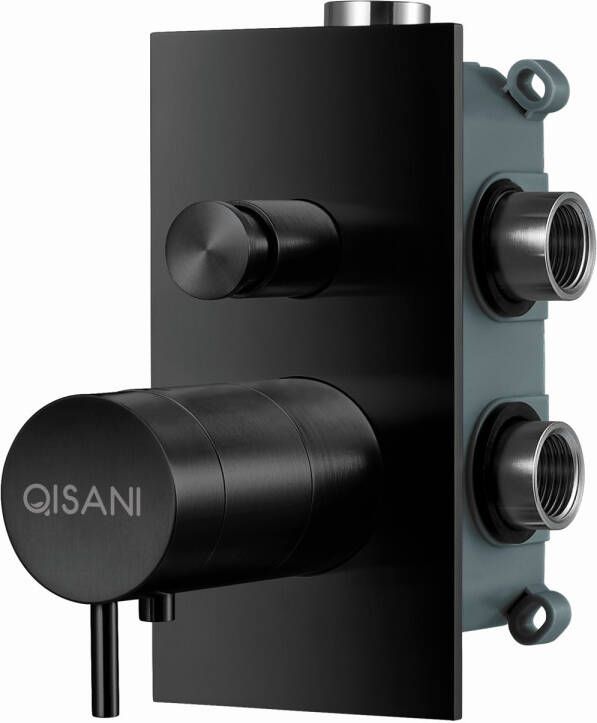 Qisani Inbouwkraan Flow Thermostatisch 2-weg Vierkant Geborsteld Mat Zwart