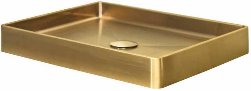 Qisani Vanity opbouwwastafel 52x41x7cm zonder kraangat met afvoerplug Gold 181023