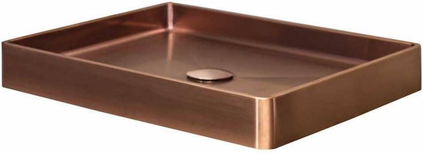 Qisani Vanity opbouwwastafel 52x41x7cm zonder kraangat met afvoerplug Copper 181022