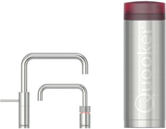 Quooker Nordic Square Twintaps 3-in-1 kokend waterkraan met PRO3 boiler rvs