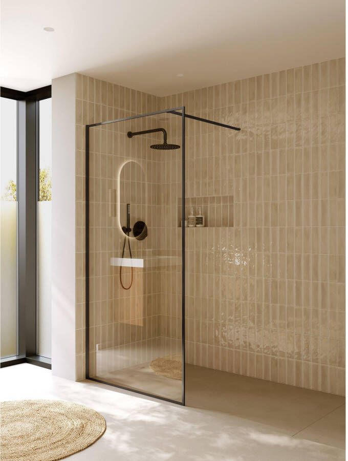 Riho Inloopdouche Define 400 Mat Gunmetal 100x200 cm Incl. Stabilisatiestang