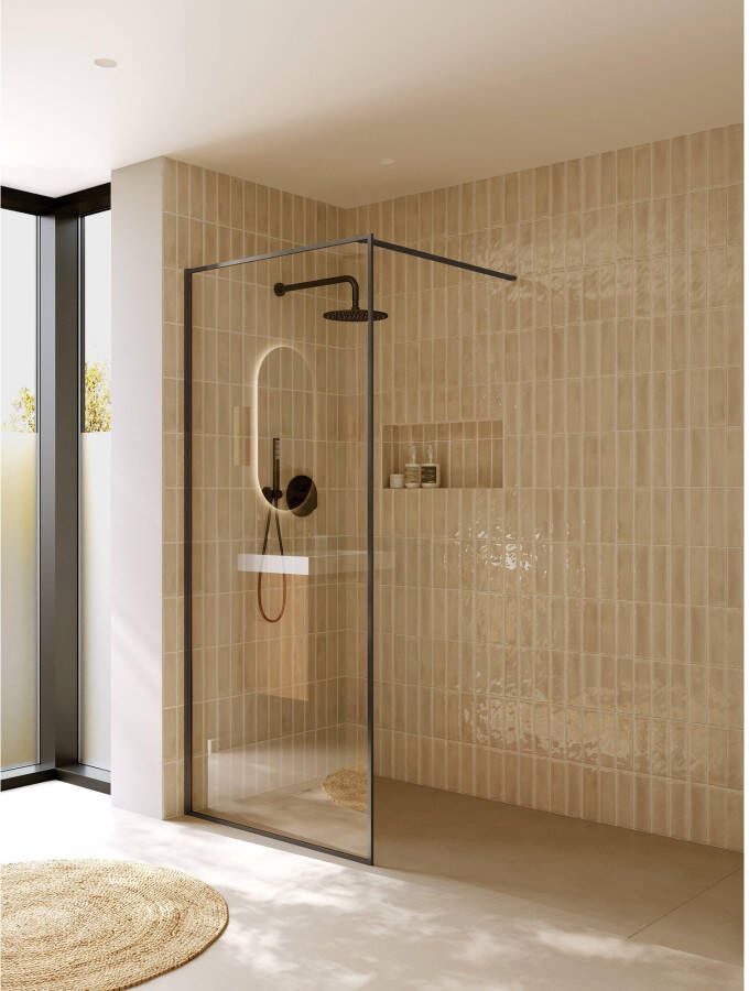 Riho Inloopdouche Define 400 Mat Gunmetal 90x200 cm Incl. Stabilisatiestang