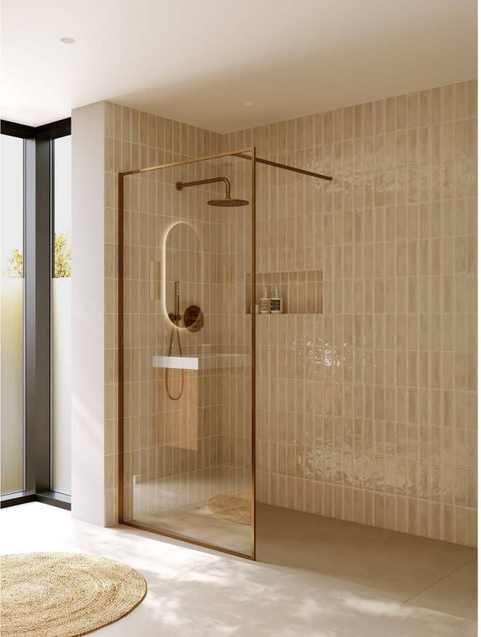 Riho Inloopdouche Define 400 Mat Koper 100x200 cm Incl. Stabilisatiestang
