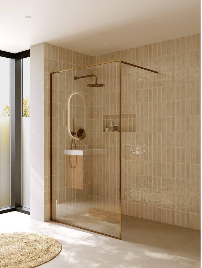 Riho Inloopdouche Define 400 Mat Koper 120x200 cm Incl. Stabilisatiestang