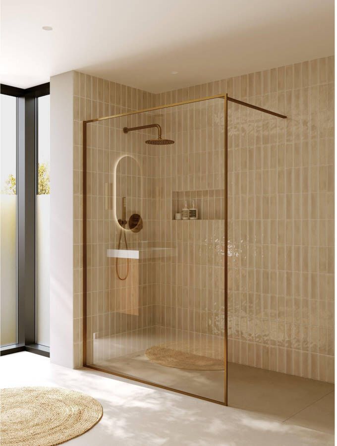 Riho Inloopdouche Define 400 Mat Koper 140x200 cm Incl. Stabilisatiestang