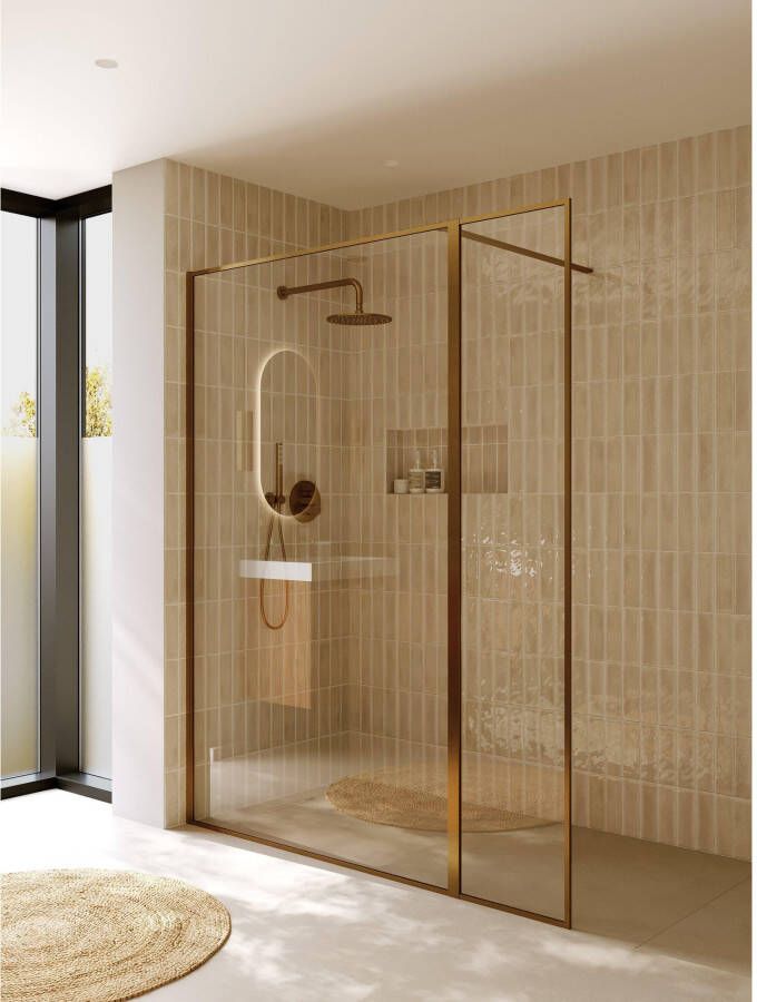 Riho Inloopdouche Define 400 Mat Koper 160x200 cm (120 + 40) Incl. Stabilisatiestang