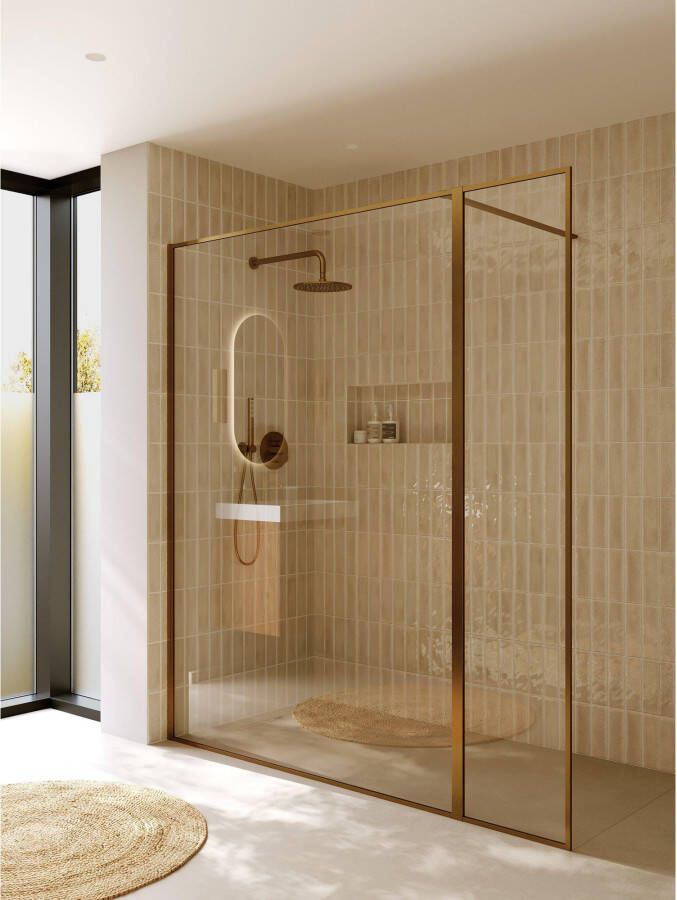 Riho Inloopdouche Define 400 Mat Koper 180x200 cm (140 + 40) Incl. Stabilisatiestang