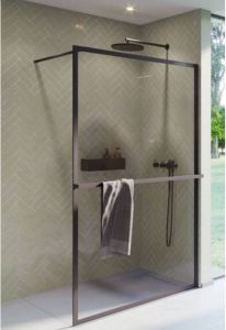 Riho Inloopdouche Lucid GD400 Omkeerbaar Verstelbaar Aluminium 200x90 cm Mat Zwart