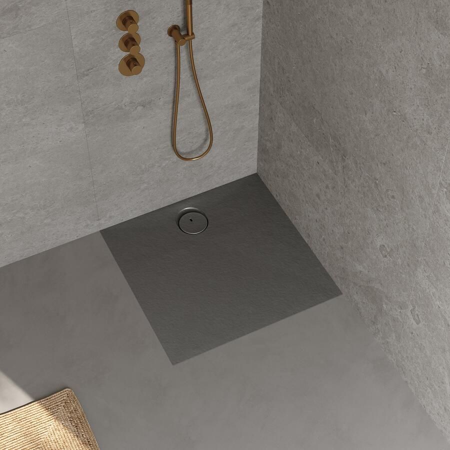 RIHO Douchebak NUVIA Purite 80x80x3 cm mat stone grey