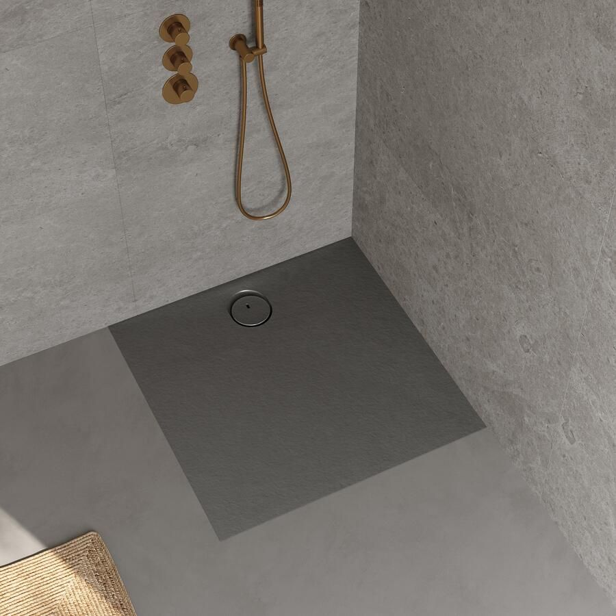 RIHO Douchebak NUVIA Purite 90x90x3 cm mat stone grey