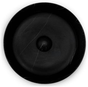Riho Marmic Round Waskom 34.6x34.6x11.4cm Keramiek rond marmer mat zwart W031002M01