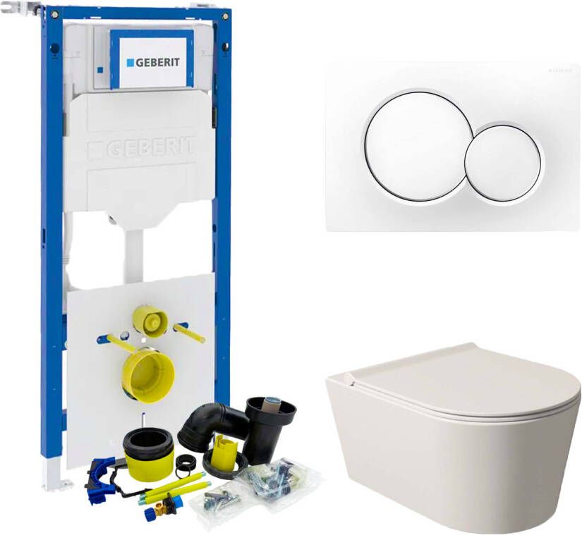 Salenzi Geberit UP320 Toiletset Wandcloset Civita Mat Wit met Sigma 01 Drukplaat