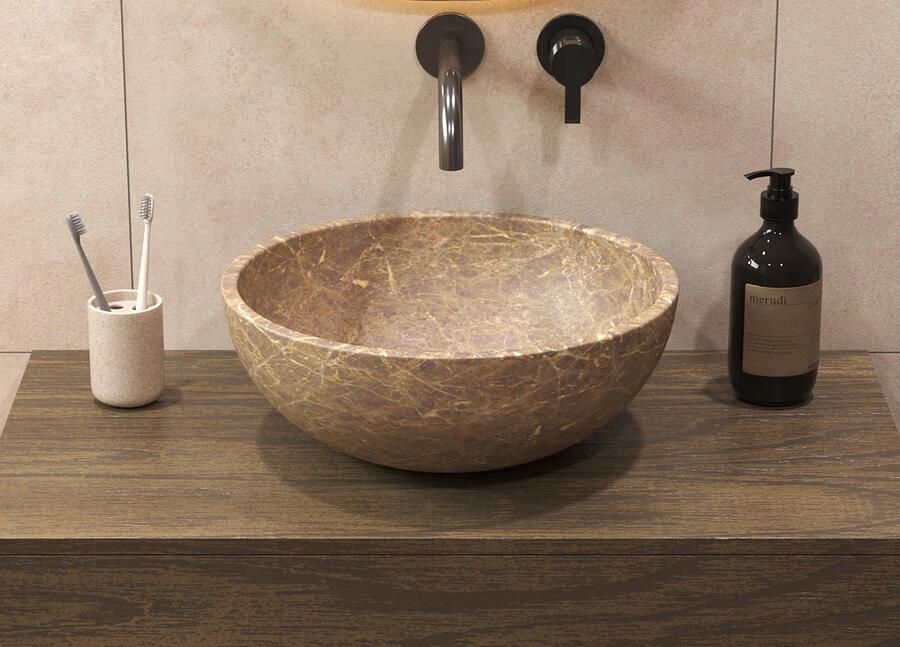 Salenzi Emperador Taupe Waskom 40x40x15cm Diep Opbouwmodel