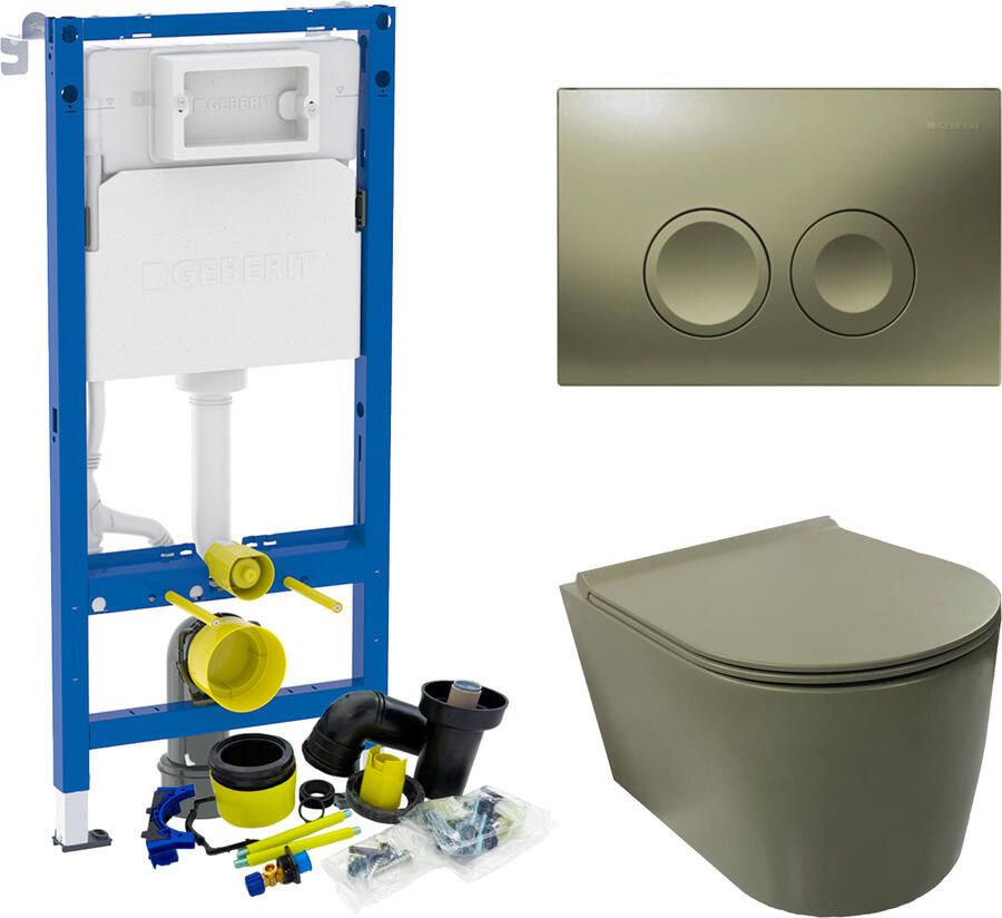 Boss & Wessing Badkamermeubel Solid Surface BWS Stockholm 200x46 cm Mat Groen Wasbak Links (0 kraangaten 4 lades)