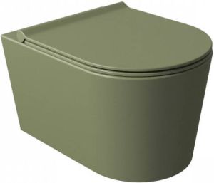 Salenzi Wandcloset Civita 50x35x36.5cm Keramiek Rimless Mat Legergroen (incl. zitting)