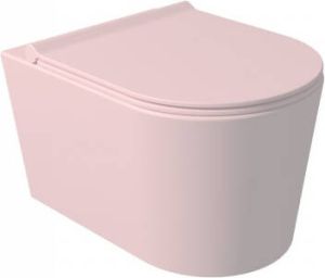 Salenzi Wandcloset Civita 50x35x36.5 cm Keramiek Rimless Mat Roze Zonder Zitting