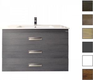 Sanicare Badkamermeubelset Q3 3 Soft-Close Laden 60 cm Belluno Eiken (spiegel optioneel)