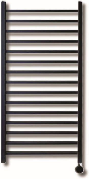 Sanicare Qubic Elektrische Design Radiator 126.4x60 cm 773 Watt bluetooth thermostaat chroom rechtsonder zwart HRDBC 601264 A