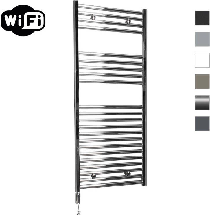 Sanicare Elektrische Radiator HWV Met Wifi 111 8x45 cm Chroom 435W Met Thermostaat Chroom Linksonder