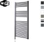 Sanicare Elektrische Radiator HWV Met Wifi 111 8x45 cm Gunmetal 596W Met Thermostaat Chroom Linksonder - Thumbnail 1