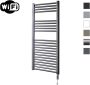 Sanicare Elektrische Radiator HWV Met Wifi 111 8x45 cm Gunmetal 596W Met Thermostaat Chroom Rechtsonder - Thumbnail 1