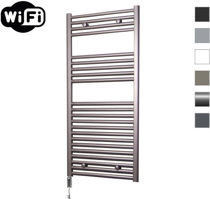 Sanicare Elektrische Radiator HWV Met Wifi 111 8x45 cm Inox Look 596W Met Thermostaat Chroom Linksonder