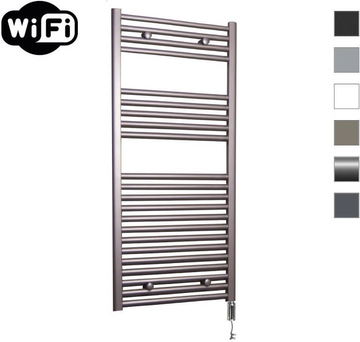 Sanicare Elektrische Radiator HWV Met Wifi 111 8x45 cm Inox Look 596W Met Thermostaat Chroom Rechtsonder