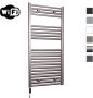 Sanicare Elektrische Radiator HWV Met Wifi 111 8x45 cm Inox Look 596W Met Thermostaat Zwart Linksonder - Thumbnail 1