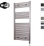 Sanicare Elektrische Radiator HWV Met Wifi 111 8x45 cm Inox Look 596W Met Thermostaat Zwart Rechtsonder - Thumbnail 1