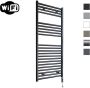 Sanicare Elektrische Radiator HWV Met Wifi 111 8x45 cm Mat Zwart 596W Met Thermostaat Chroom Rechtsonder - Thumbnail 1