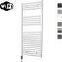 Sanicare Elektrische Radiator HWV Met Wifi 111 8x45 cm Wit 596W Met Thermostaat Zwart Linksonder - Thumbnail 1