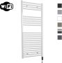 Sanicare Elektrische Radiator HWV Met Wifi 111 8x45 cm Wit 596W Met Thermostaat Zwart Rechtsonder - Thumbnail 1